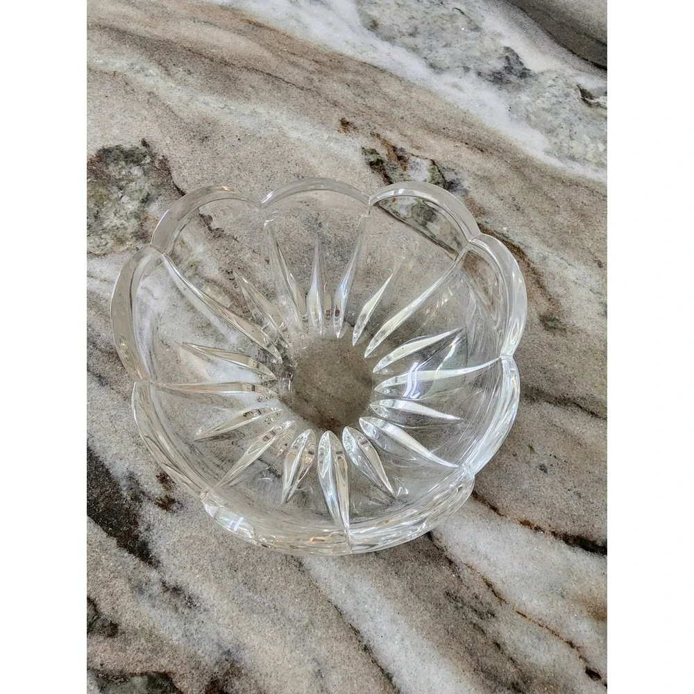 Vintage Mikasas Scalloped Crystal Glass Bowl Icicles Lotus Flower 6